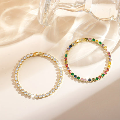 Elegant Multicolor Gemstone Gold Plated Tennis Bracelet