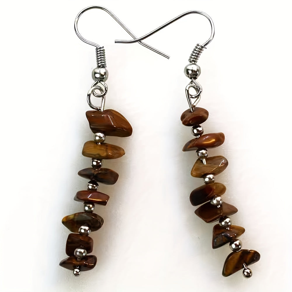 Boho Colorful Natural Gemstone Drop Earrings