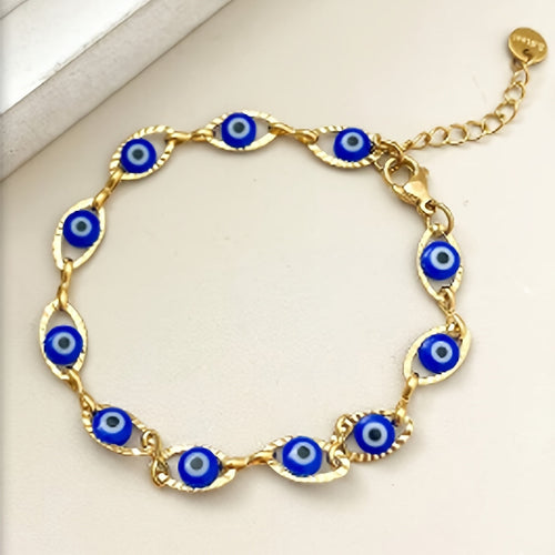 Minimalist Evil Eye Gold Plated Tennis Bracelet