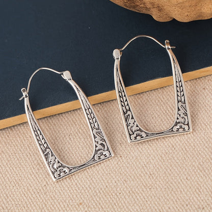 Vintage Boho Design&nbsp;U-Shape Floral Earrings