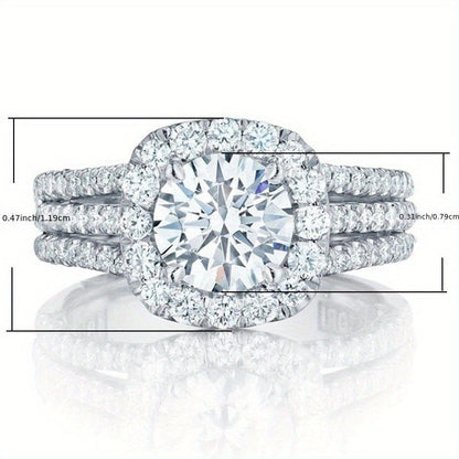 Elegant Zirconia Single Stone Side Micro Pave Rings