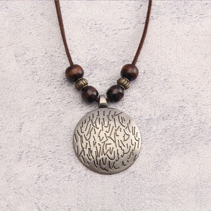 Vintage Twelve Constellations Wooden Beaded Pendant Necklace
