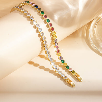 Elegant Multicolor Gemstone Gold Plated Tennis Bracelet