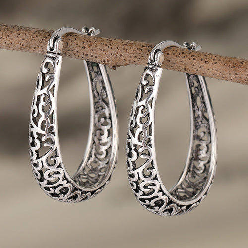 Elegant Retro Scroll Hoop Earrings