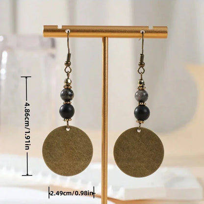 Bohemian Antique Bronze Beaded Dangle Drop Earrings