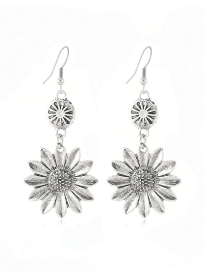 Vintage Bohemian Sunflower Pendant Earrings