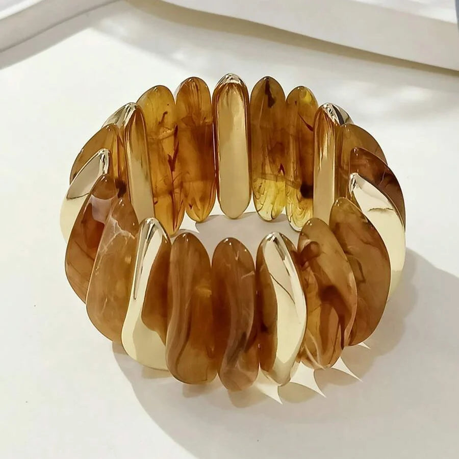 Bohemian Retro Geometric Thick Acrylic Beaded Bracelet