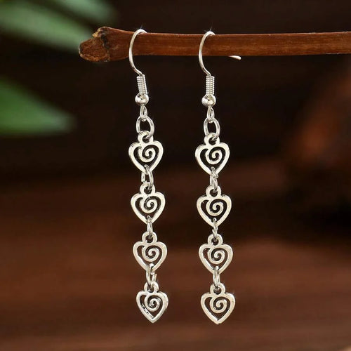 Retro Distressed Geometric Spiral Swirl Dangle Earrings