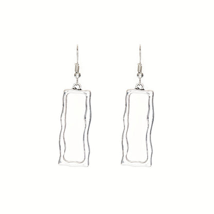Vintage Gothic Hollow Geometric Long Bar Pendant Earrings