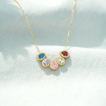Tears of Joy Teardrop Family Birthstone Necklace