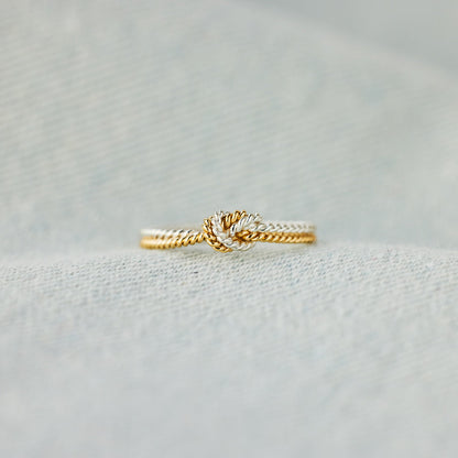 Handcrafted Mother & Daughter Bond Two Strand Knot Ring
