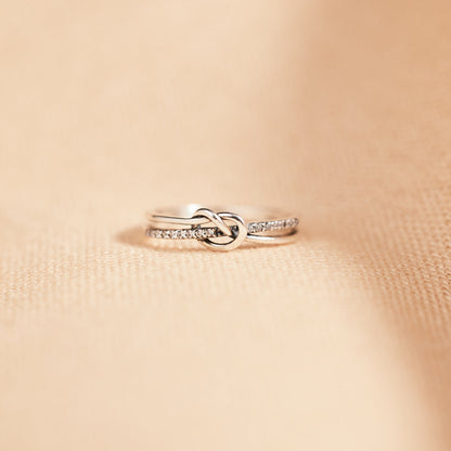 Timeless Bond Silver Knot Ring for Mother & Daughter