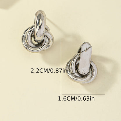 Elegant Silver Plated Geometric Interlocking Hoop Earrings