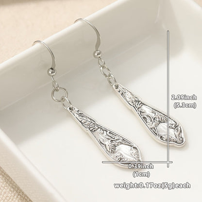 Elegant Vintage Spoon Silvery Earrings