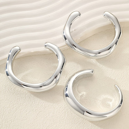 Vintage Sculptural Silver Plated Plastic Bangle Cuff Bracelet