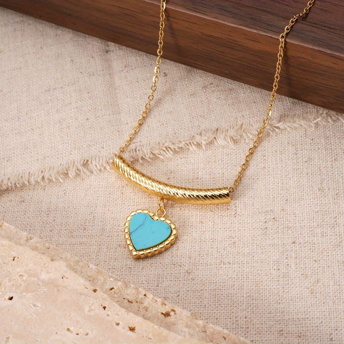 Bohemian Heart Shaped Turquoise Pendant Necklace