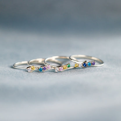 Personalized 1-6 Family Birthstones Bypass Ring