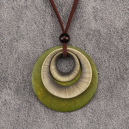 Vintage Style Layered Zinc Alloy Disc Long Pendant Necklace