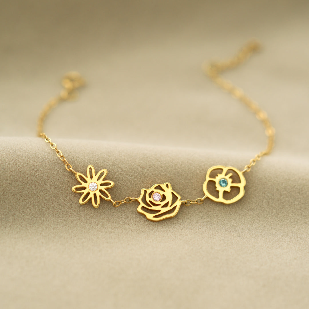 Birth Flowers Bracelet-Meaningful Family Jewelry