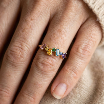 Art Deco Geometric Cubic Zirconia Gold Ring