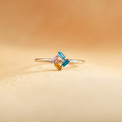 Personalized Baguette Birthstones Ring