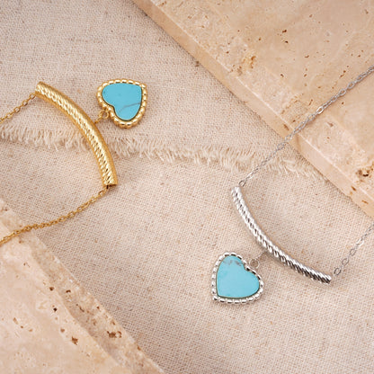 Bohemian Heart Shaped Turquoise Pendant Necklace