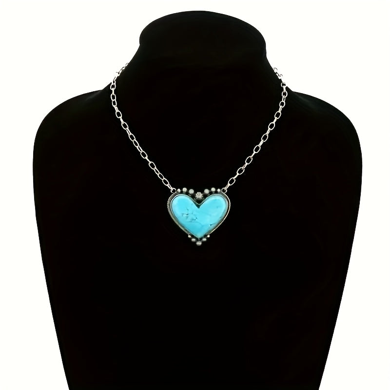 Bohemian Style Turquoise Heart Pendant Necklace