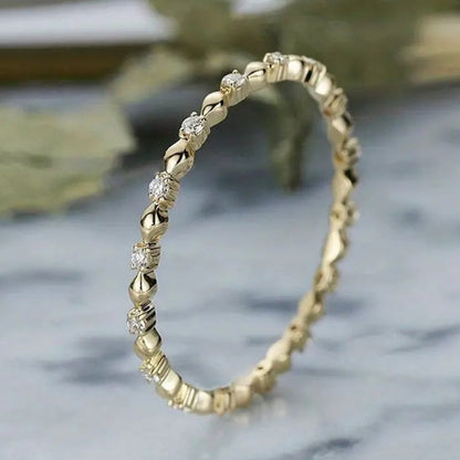 Classic Simple Zirconia Diamond Accent Gold Plated Ring