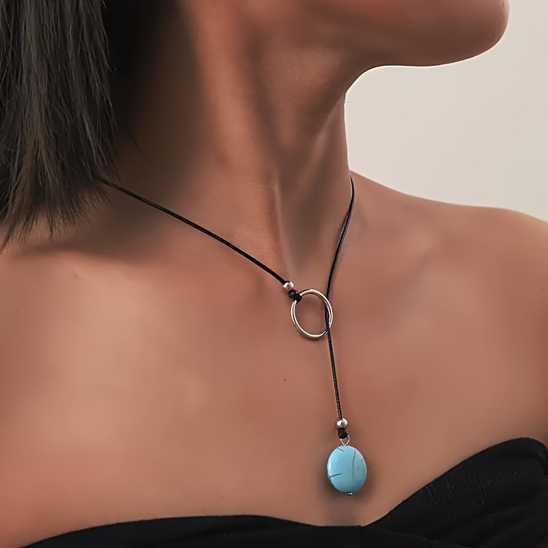 Vintage Style Boho Turquoise Pendant Necklace