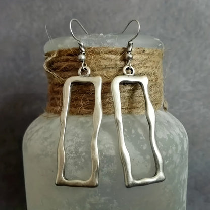 Vintage Gothic Hollow Geometric Long Bar Pendant Earrings