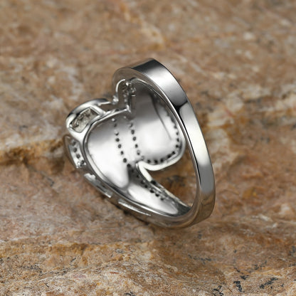 Vintage Bohemian White Opal Stone Silver Plated Ring