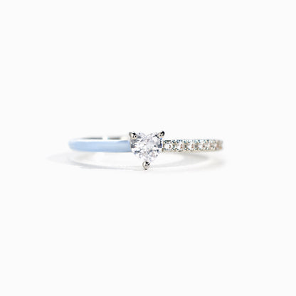 Timeless Heart-Cut Half Enamel Ring