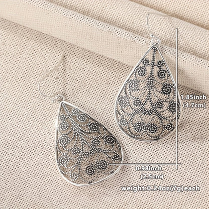 Elegant Retro Teardrop Ethnic Style Threaded Print Earrings
