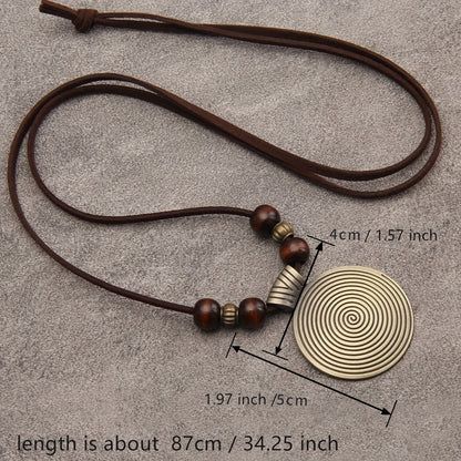 Vintage Twelve Constellations Wooden Beaded Pendant Necklace