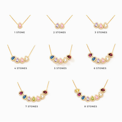 Tears of Joy Teardrop Family Birthstone Necklace