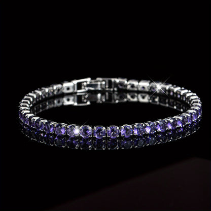 Elegant Boho Purple Zirconia Crystal Tennis Bracelet