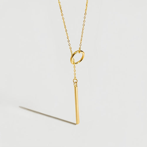 Modern Gold Y-Drop Necklace in Stainless Steel