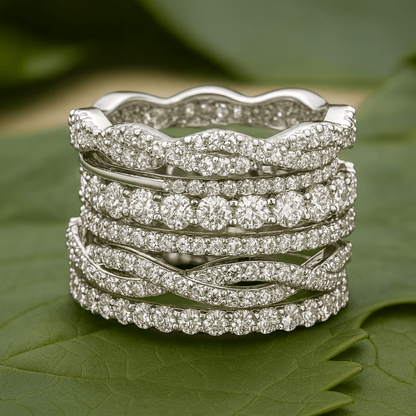 Vintage Layered Zirconia Silver Ring