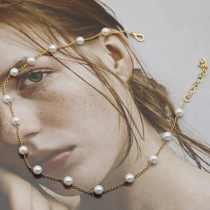Elegant Small Pearl Gold Plated Necklace