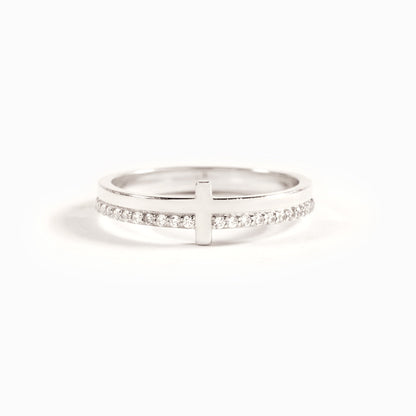 Faith-Inspired Christian Golden Cross Pavé Ring