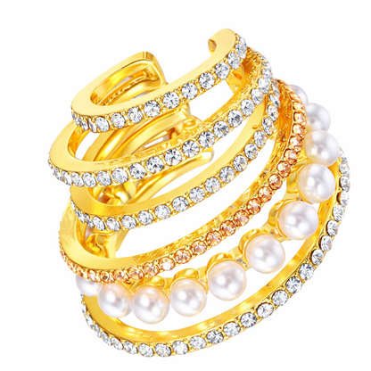 Elegant Classic Style Two Tone Zirconia Hoop Earrings