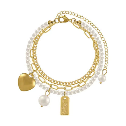 Elegant Vintage Layered Pearl Beaded Bracelet