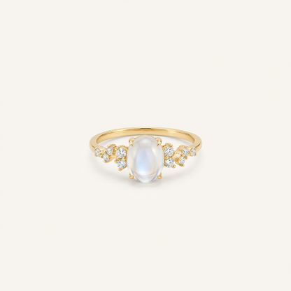 Elegant Lunar Glow Moonstone Diamond Ring