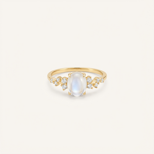 Elegant Lunar Glow Moonstone Diamond Ring