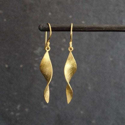 Minimalist Handmade Twisted Silver Drop Earrings