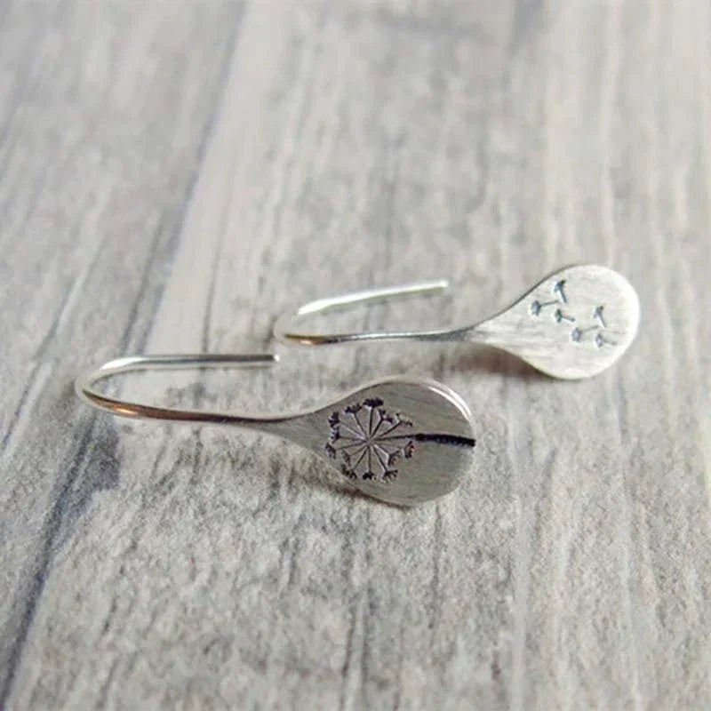 Exclusive Silver Dandelion Leaf Earrings