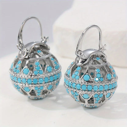 Turquoise Filigree Globe Drop Earrings