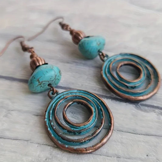 Rustic Patina Spiral Earrings