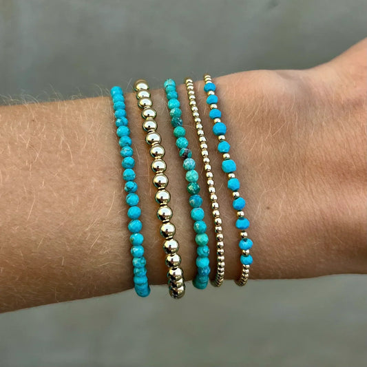 Chic 18K Gold Turquoise Beaded Bracelet