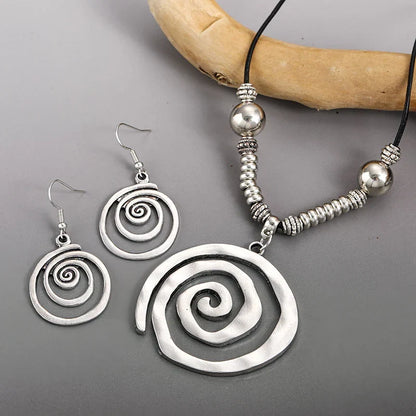 Bohemian Spiral Necklace and Earrings Set